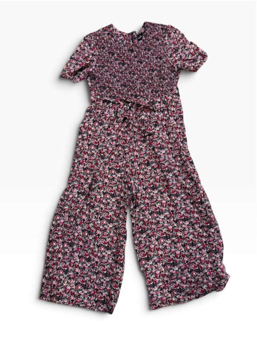 Molly Malloy Floral Tie-Waist Wide-Leg Jumpsuit in Burgundy Size 16 - Picture 4 of 11